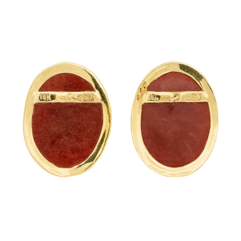 Vintage 14k Carnelian Cabochon Stud Earrings