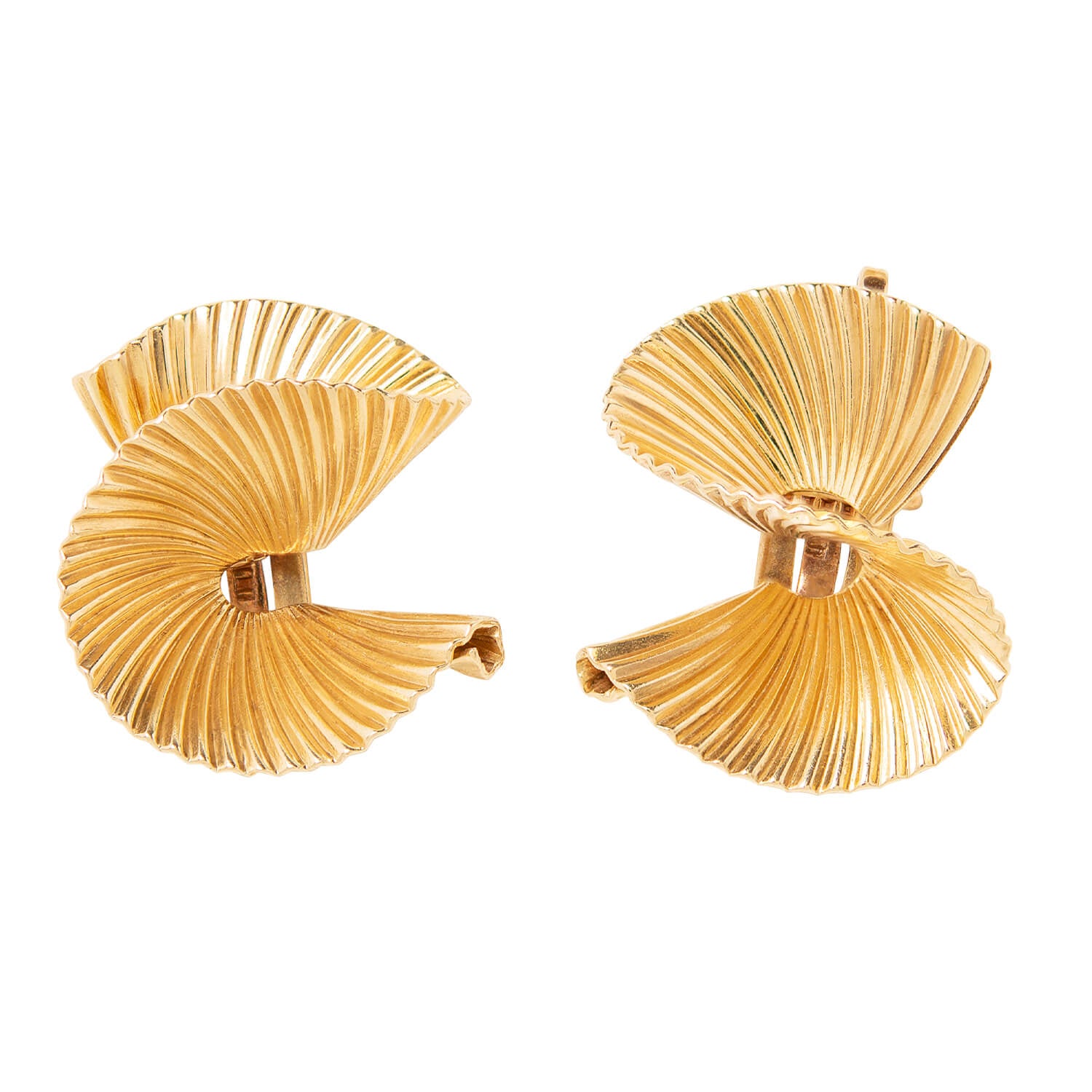 Tiffany & Co. Retro by George Schuler retro Swirl fan earrings in 14kt yellow gold