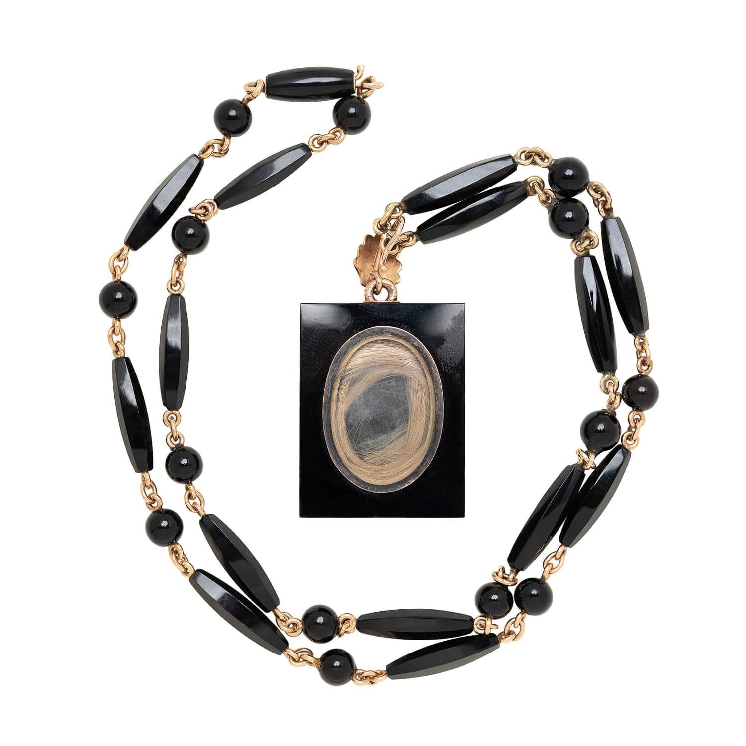 Victorian 10k Onyx Fluer De Lis Locket Necklace