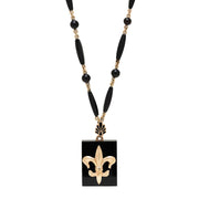 Victorian 10k Onyx Fluer De Lis Locket Necklace