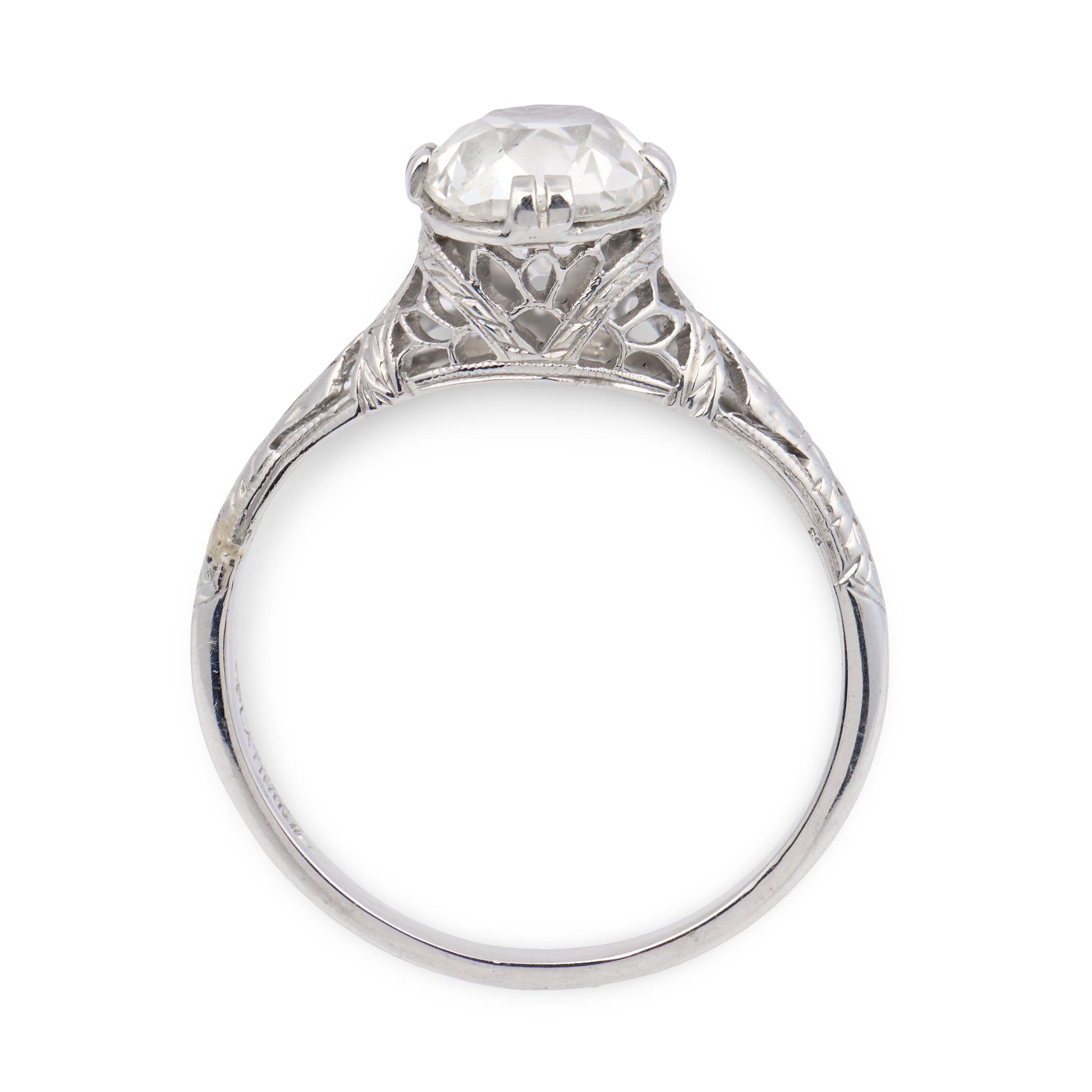 Art Deco Platinum GIA Diamond Engagement Ring 1.50ct.