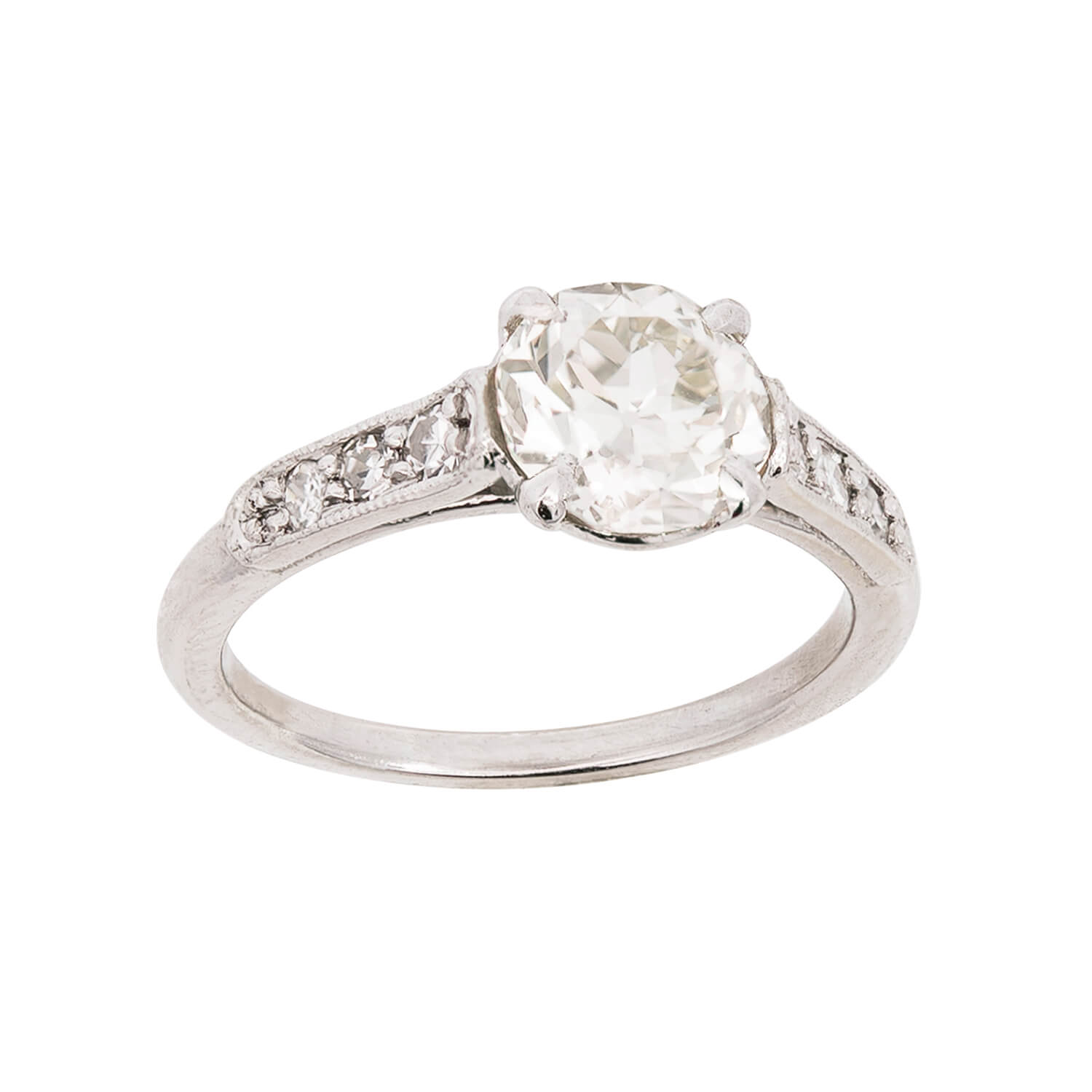 Art Deco Platinum Diamond Engagement Ring 1.43ctw