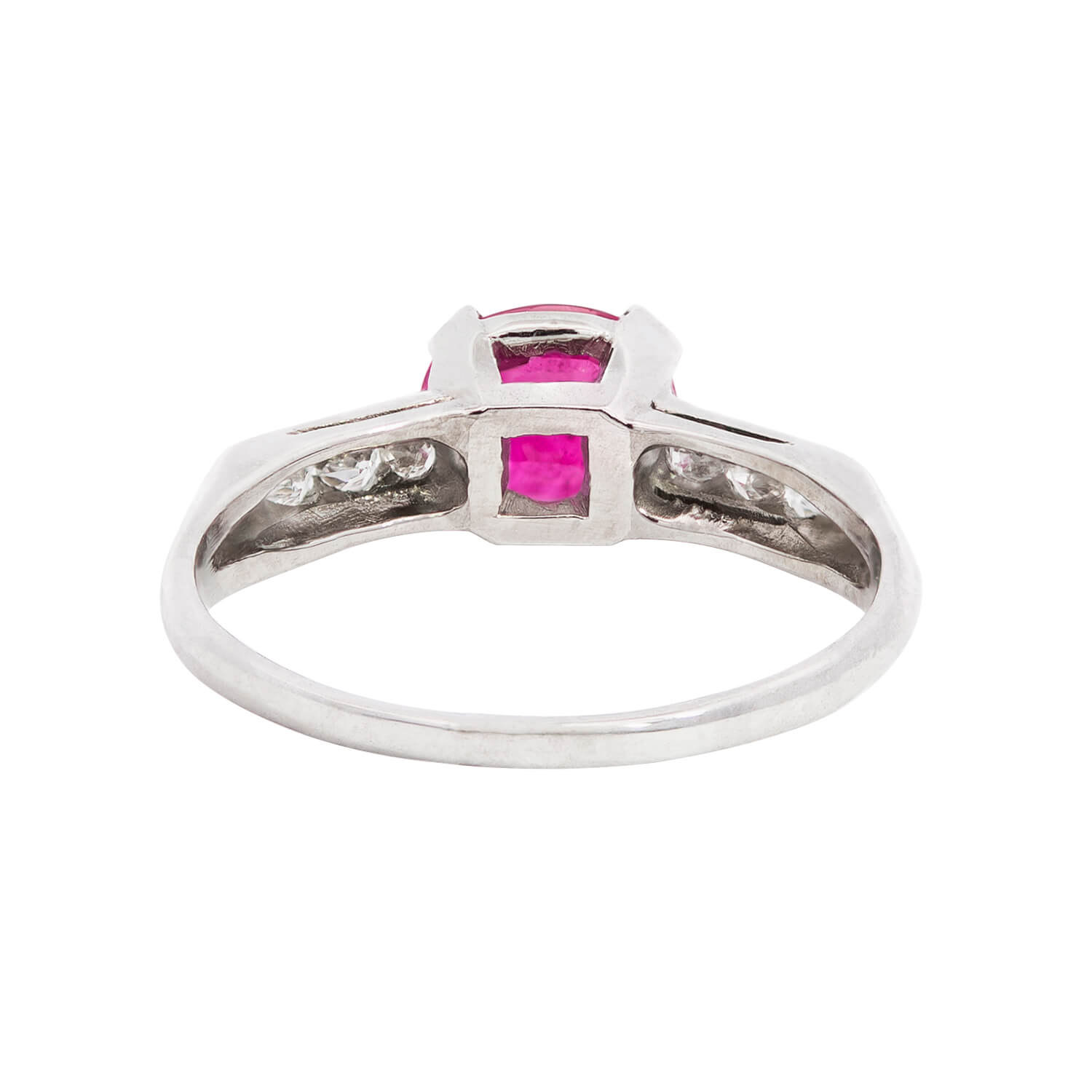 Estate Platinum Pink Sapphire + Diamond Engagement Ring 1.53ctw