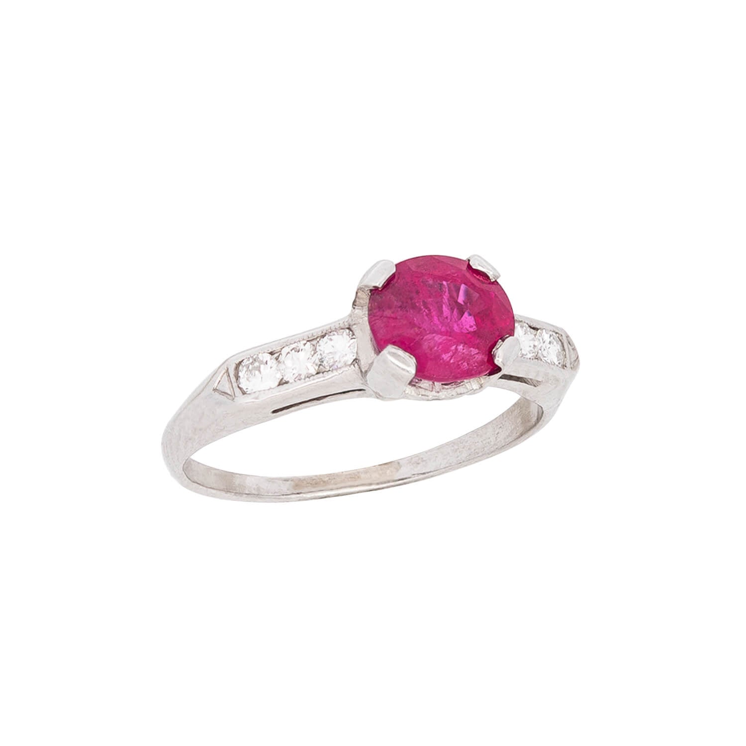 Estate Platinum Pink Sapphire + Diamond Engagement Ring 1.53ctw