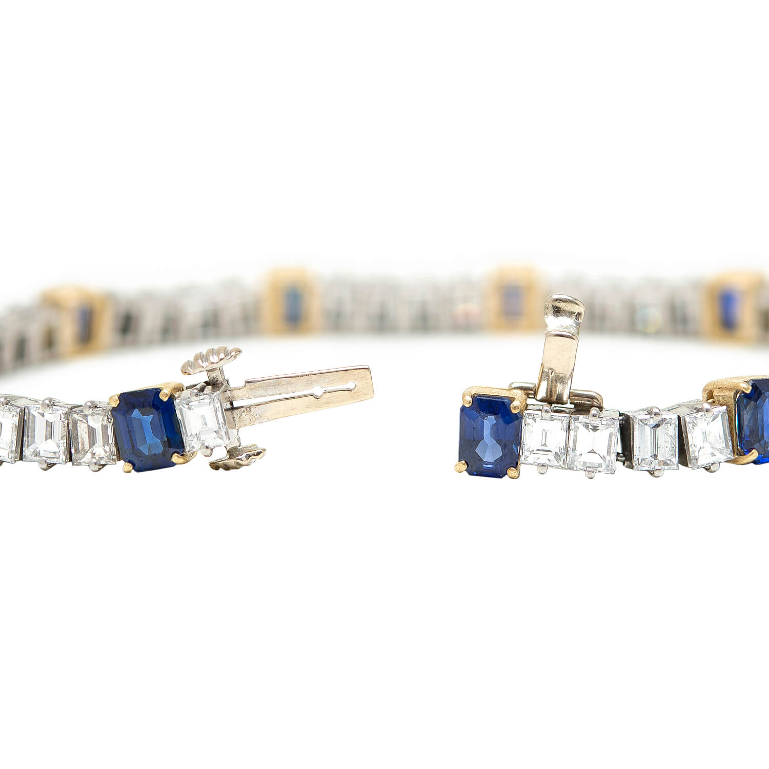 Retro 18k/Platinum Sapphire + Diamond Line Bracelet