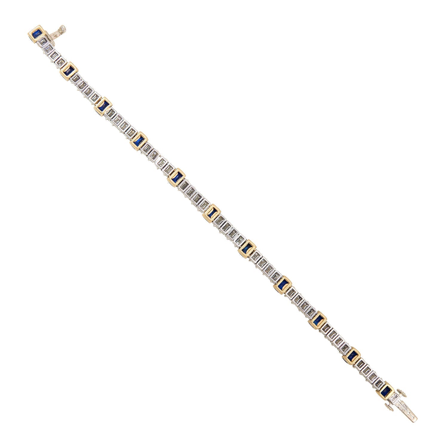 Retro 18k/Platinum Sapphire + Diamond Line Bracelet