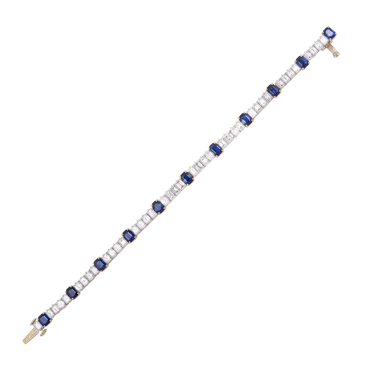 Retro 18k/Platinum Sapphire + Diamond Line Bracelet