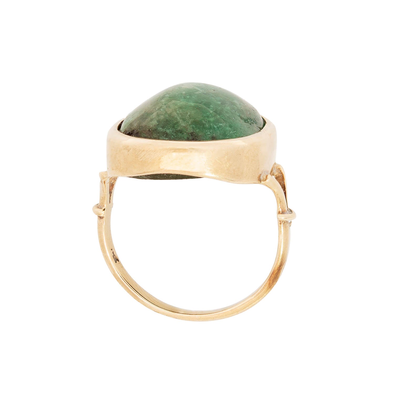 Retro 18K Yellow Emerald Cabochon ring 12+ctw