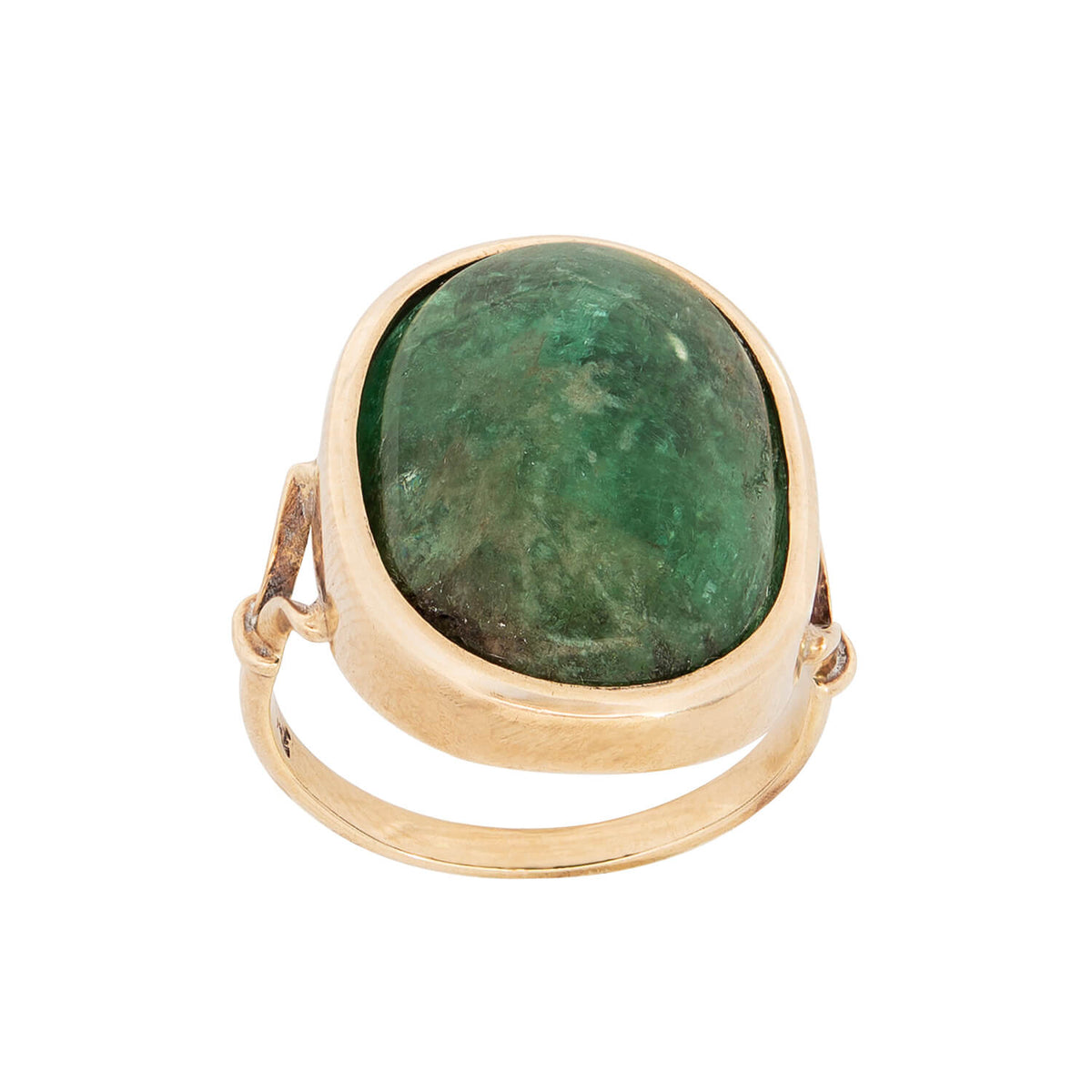 Retro 18K Yellow Emerald Cabochon ring 12+ctw