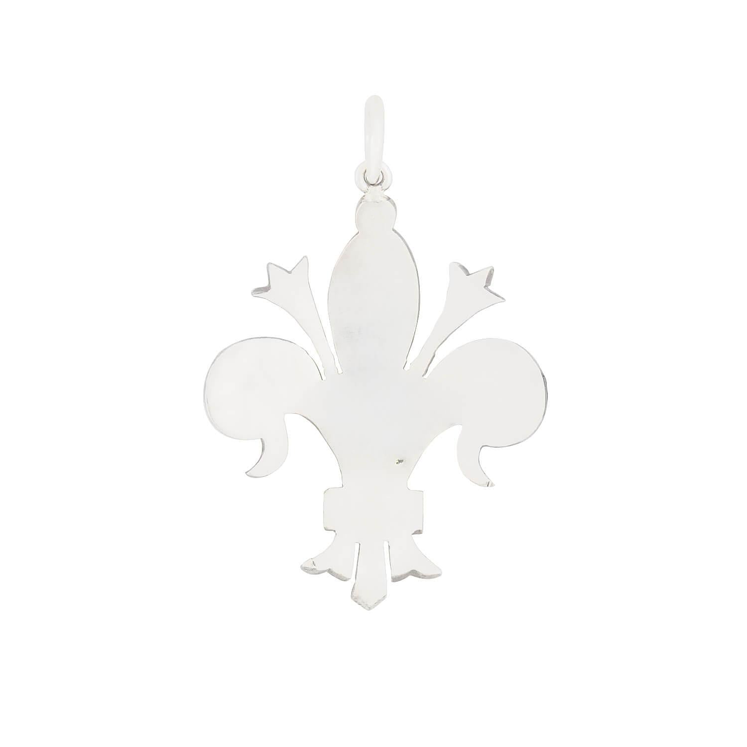 Victorian Sterling Silver Turquoise Fleur De Lis Pendant