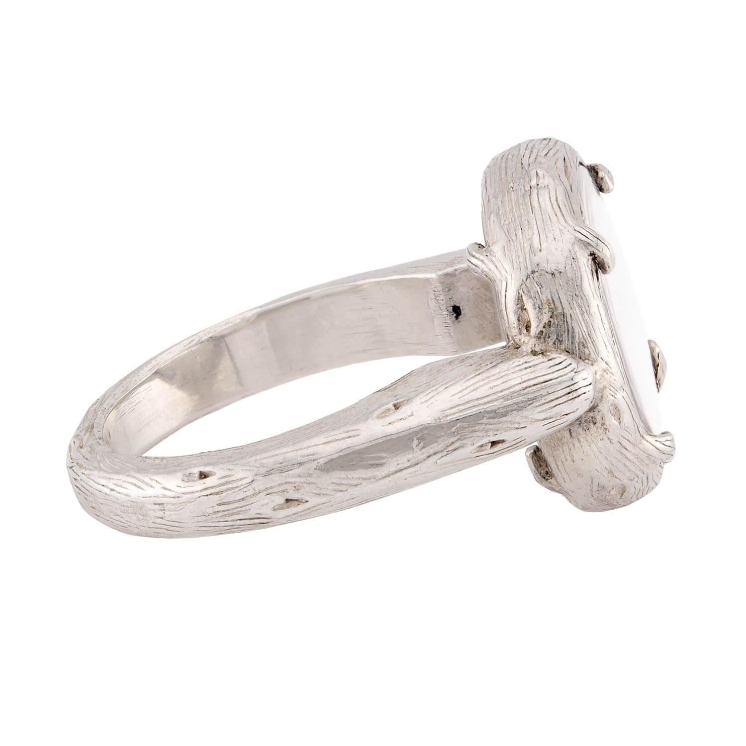 Estate Sterling Silver Diamond and Crystal Happy Ring