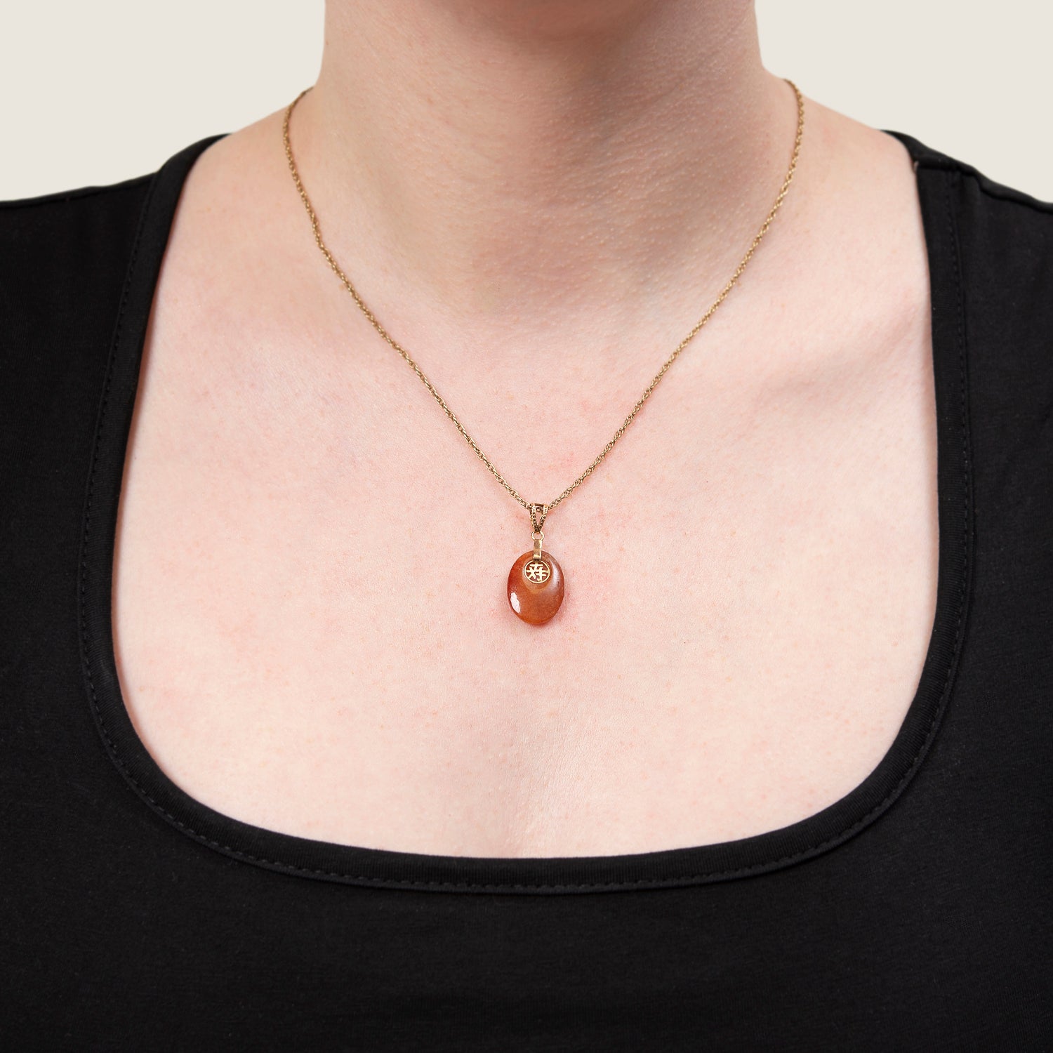 Art Deco Chinese 14k Carnelian Pendant