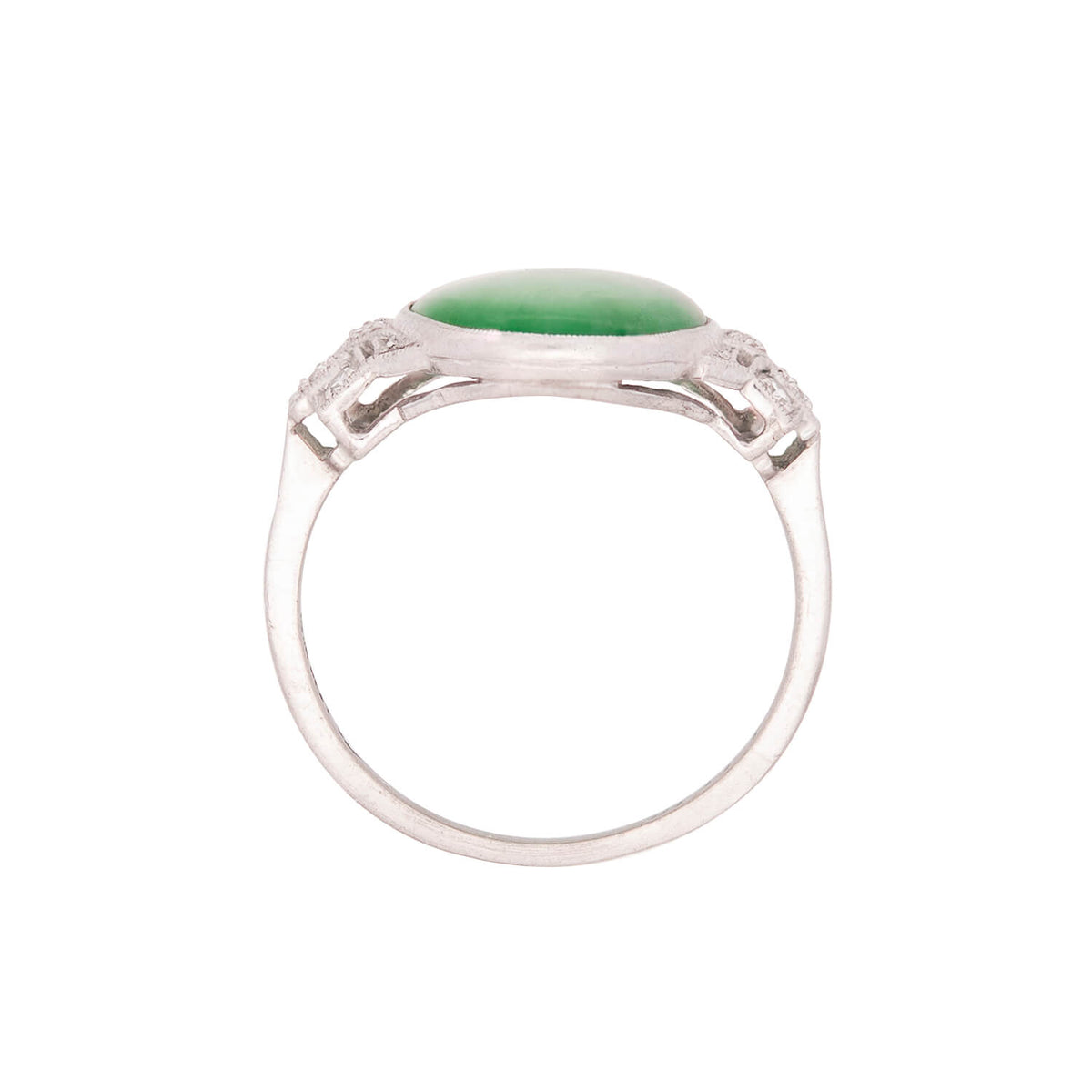 Edwardian Platinum Jade + Diamond Ring (On Hold)