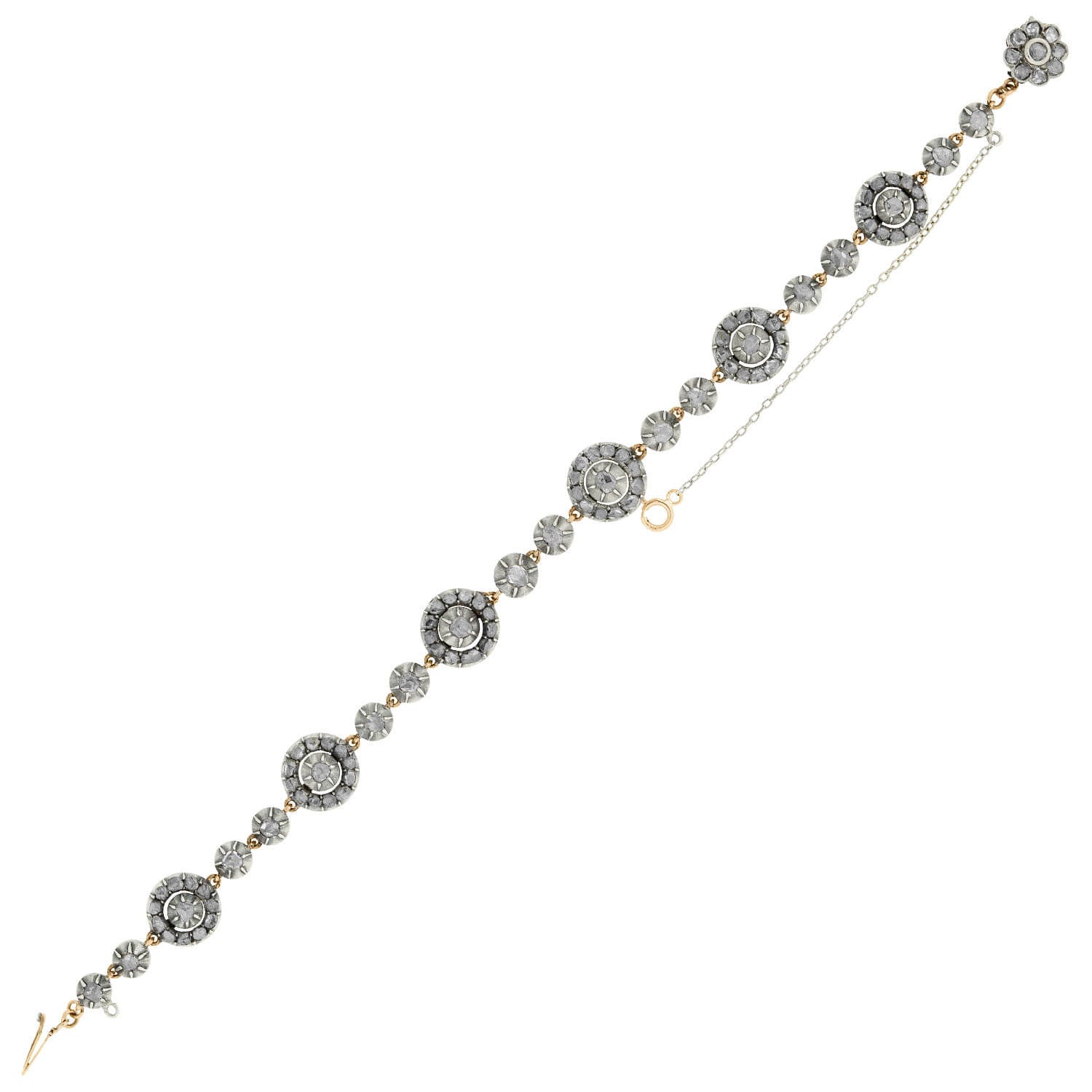 Georgian 14k Sterling Silver Rose Cut Diamond Bracelet 2ctw