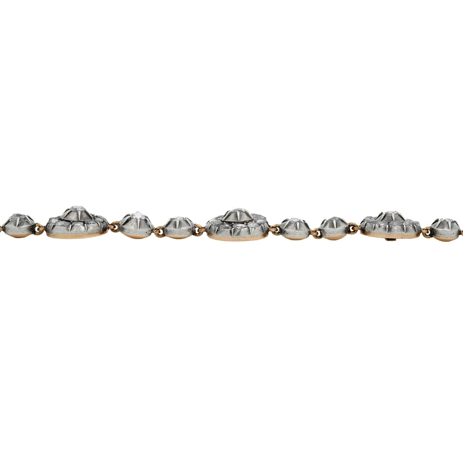 Georgian 14k Sterling Silver Rose Cut Diamond Bracelet 2ctw