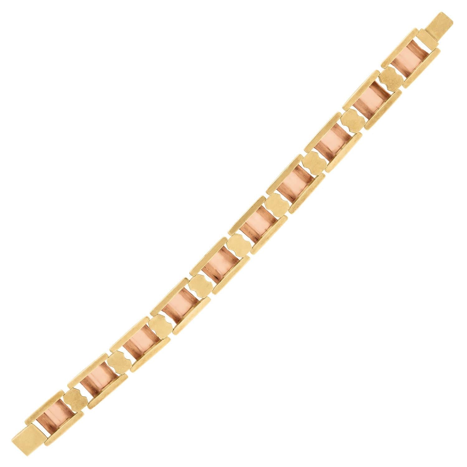 Retro Austrian 14k Mixed Metal Link Bracelet