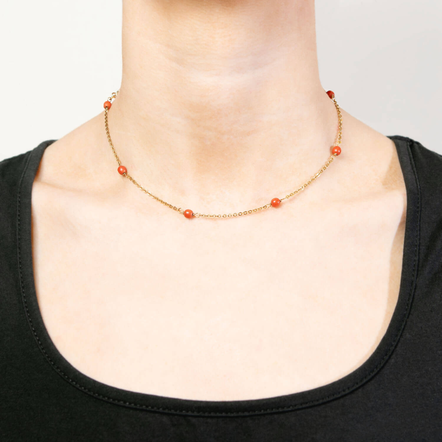 Art Deco 14k Coral Bead Necklace