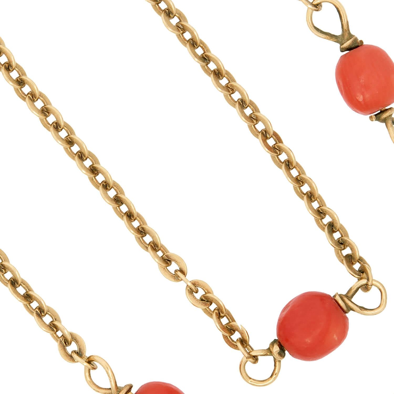 Art Deco 14k Coral Bead Necklace