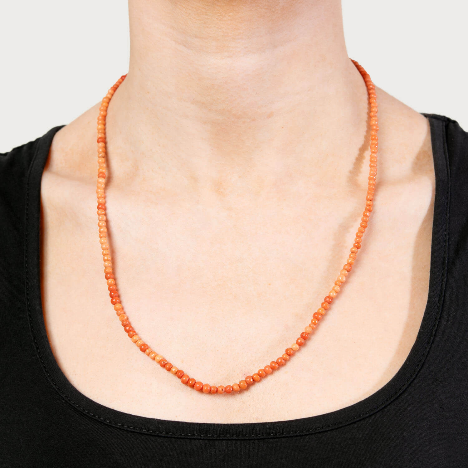 Victorian 14k Coral Hand Clasp Bead Necklace