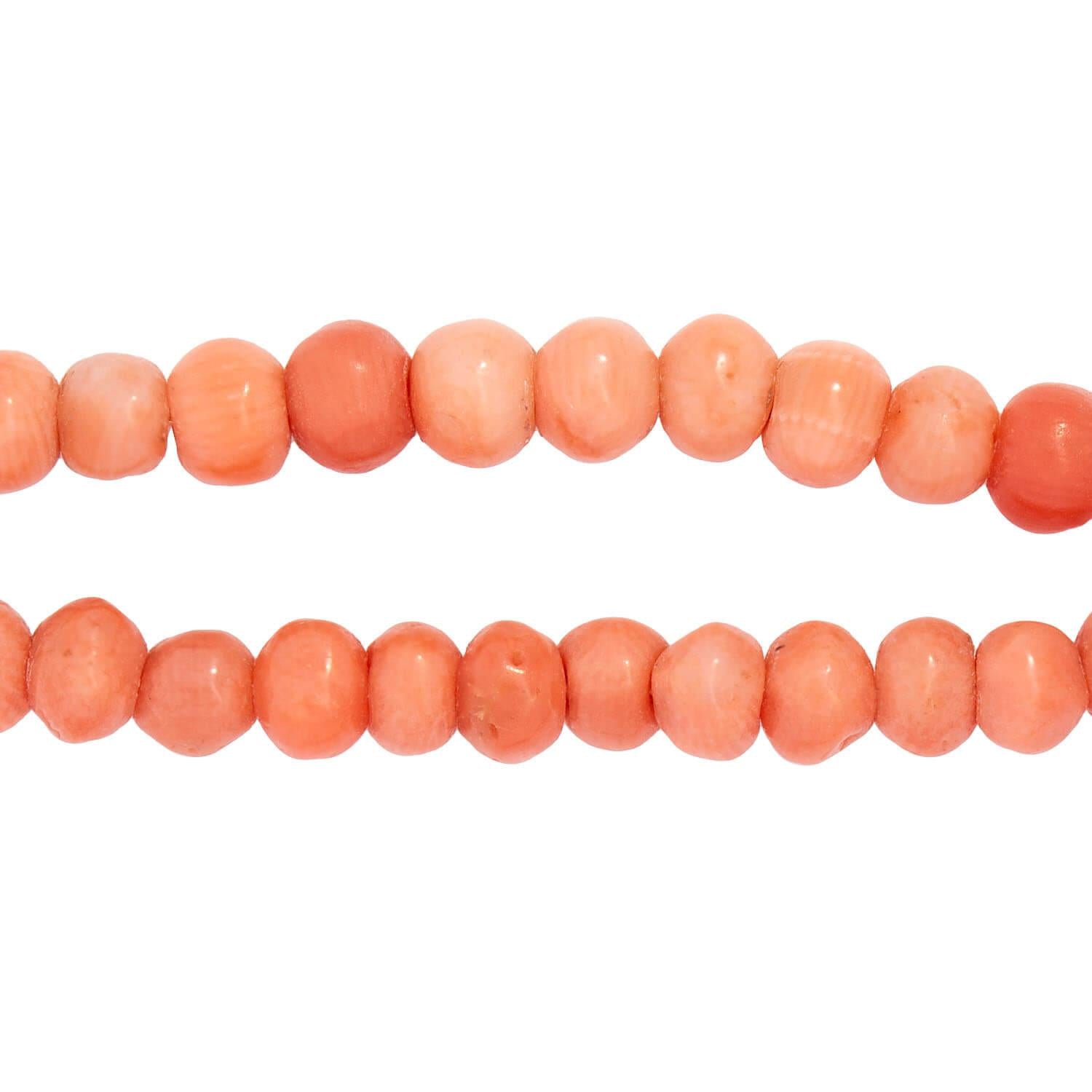 Victorian 14k Coral Hand Clasp Bead Necklace