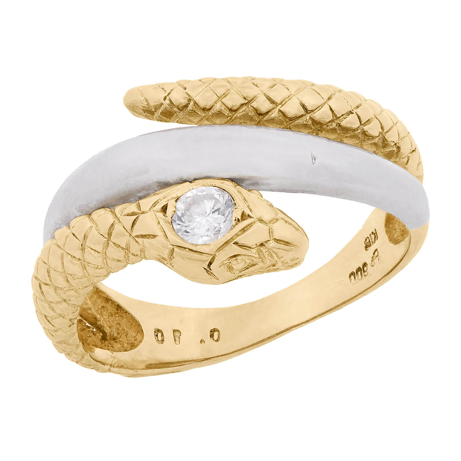 Art Nouveau 18k/Platinum Diamond Snake Ring