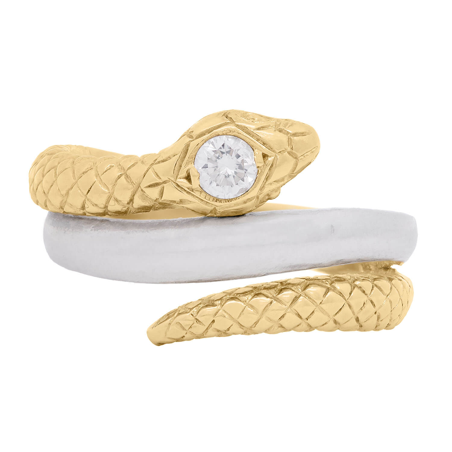 Art Nouveau 18k/Platinum Diamond Snake Ring