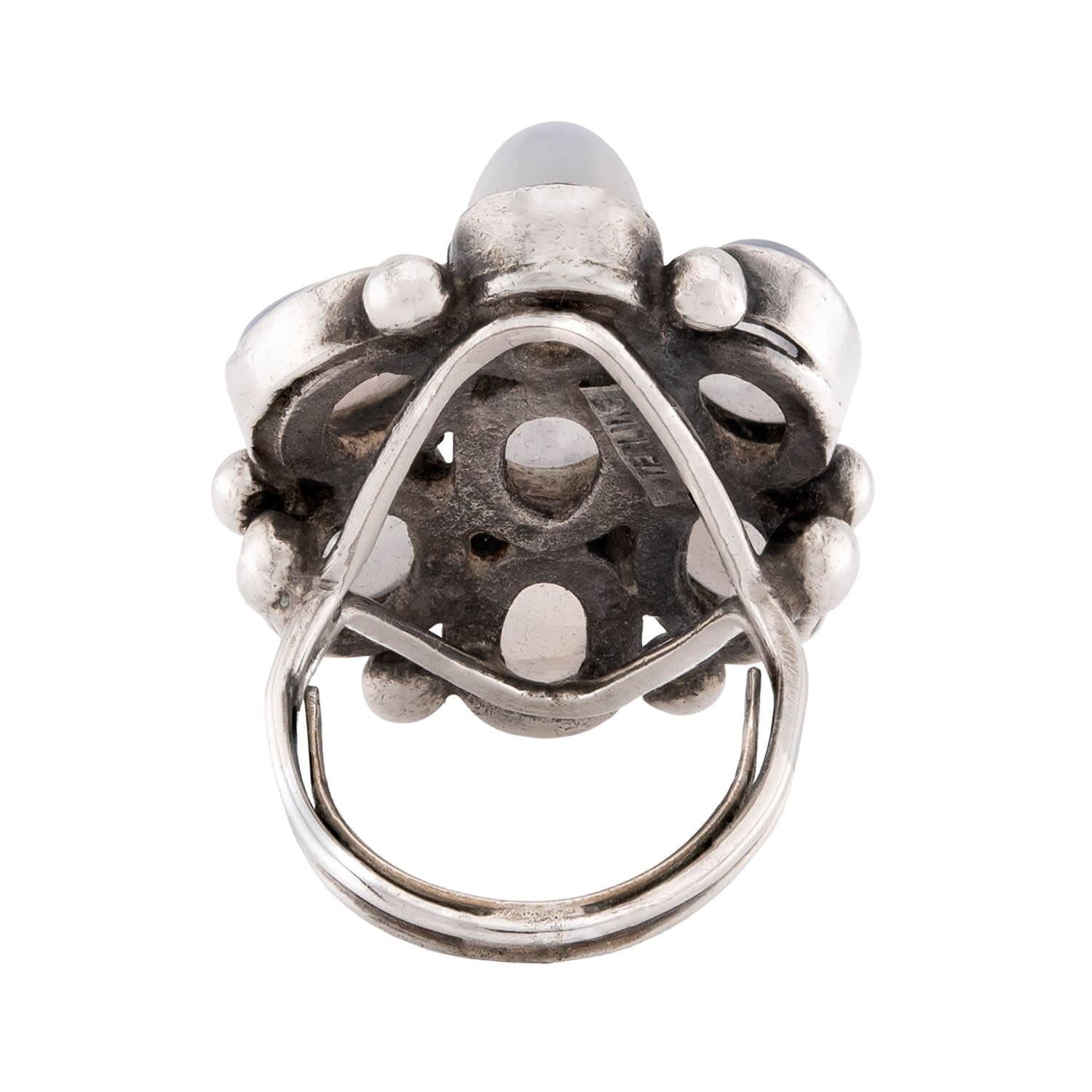 Arts & Crafts Sterling Silver Moonstone Statement Ring