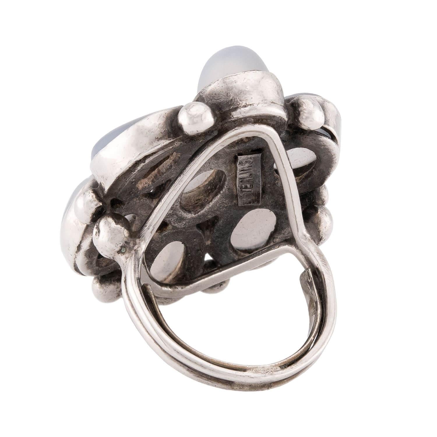 Arts & Crafts Sterling Silver Moonstone Statement Ring