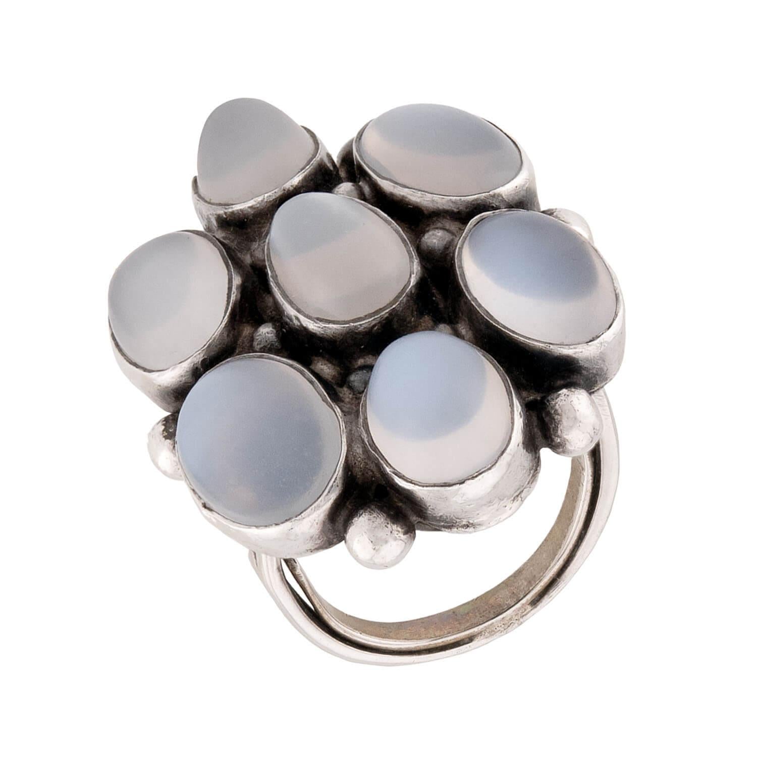 Arts & Crafts Sterling Silver Moonstone Statement Ring