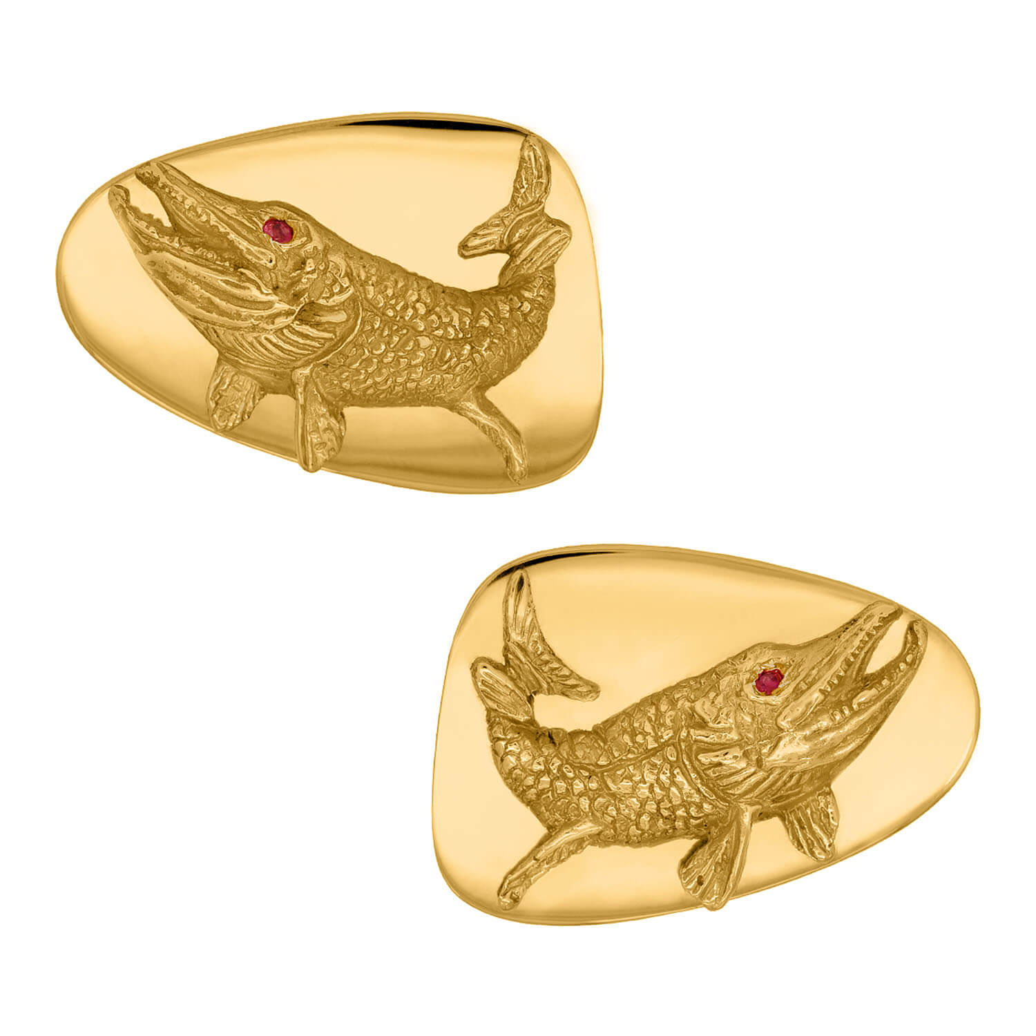 TIFFANY & CO. 14k Ruby Fish Cuff Links