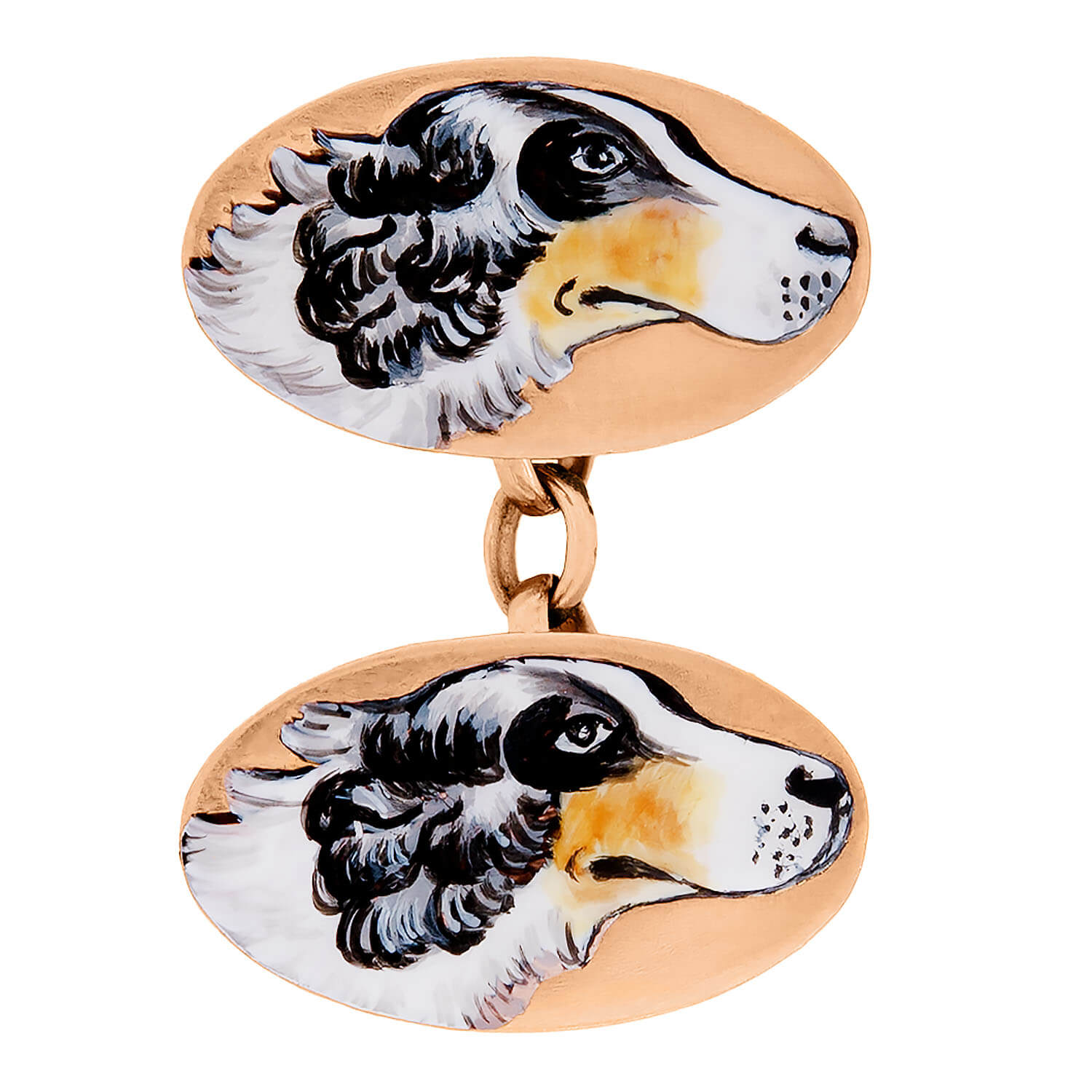 Victorian 9k Enamel Dog Cufflinks