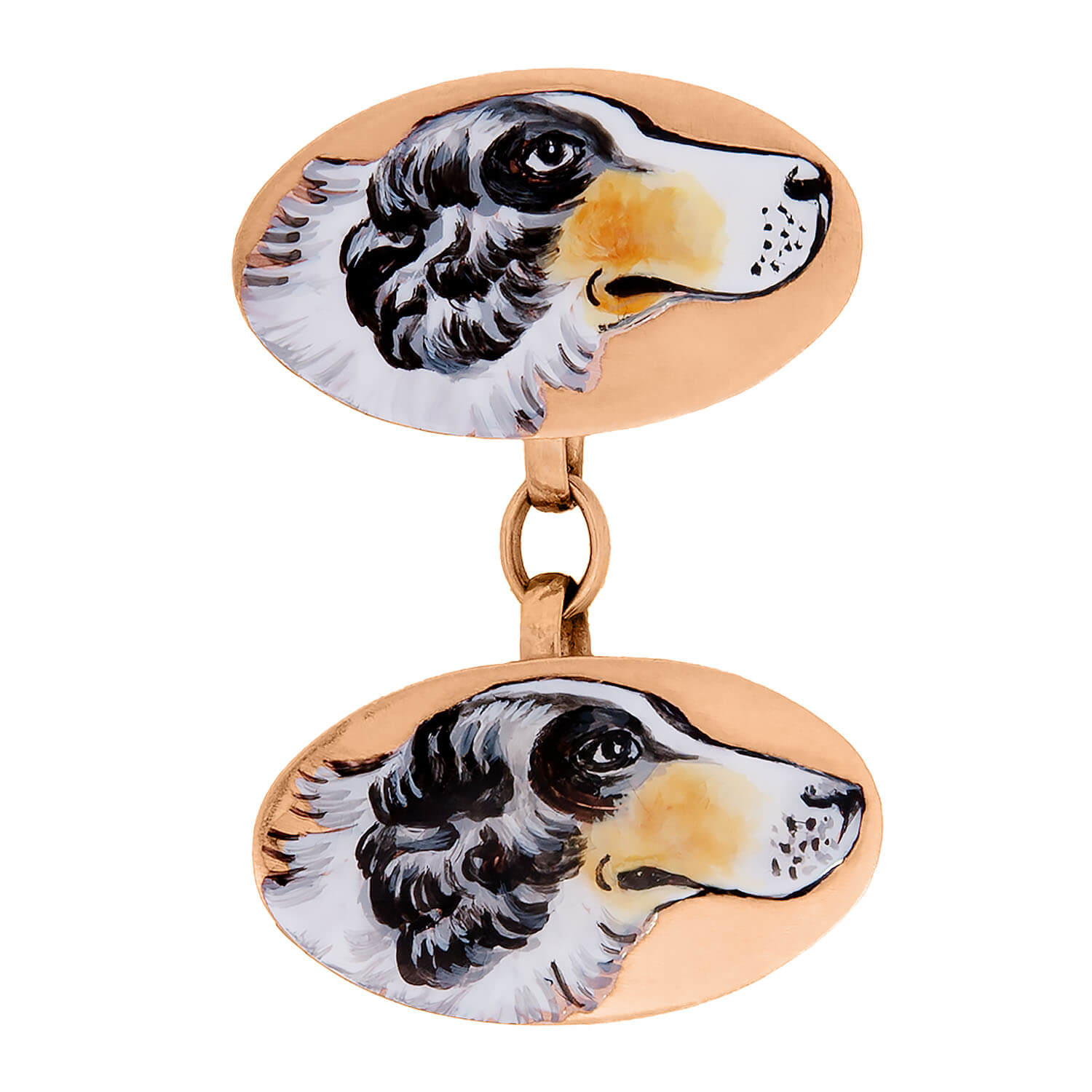 Victorian 9k Enamel Dog Cufflinks