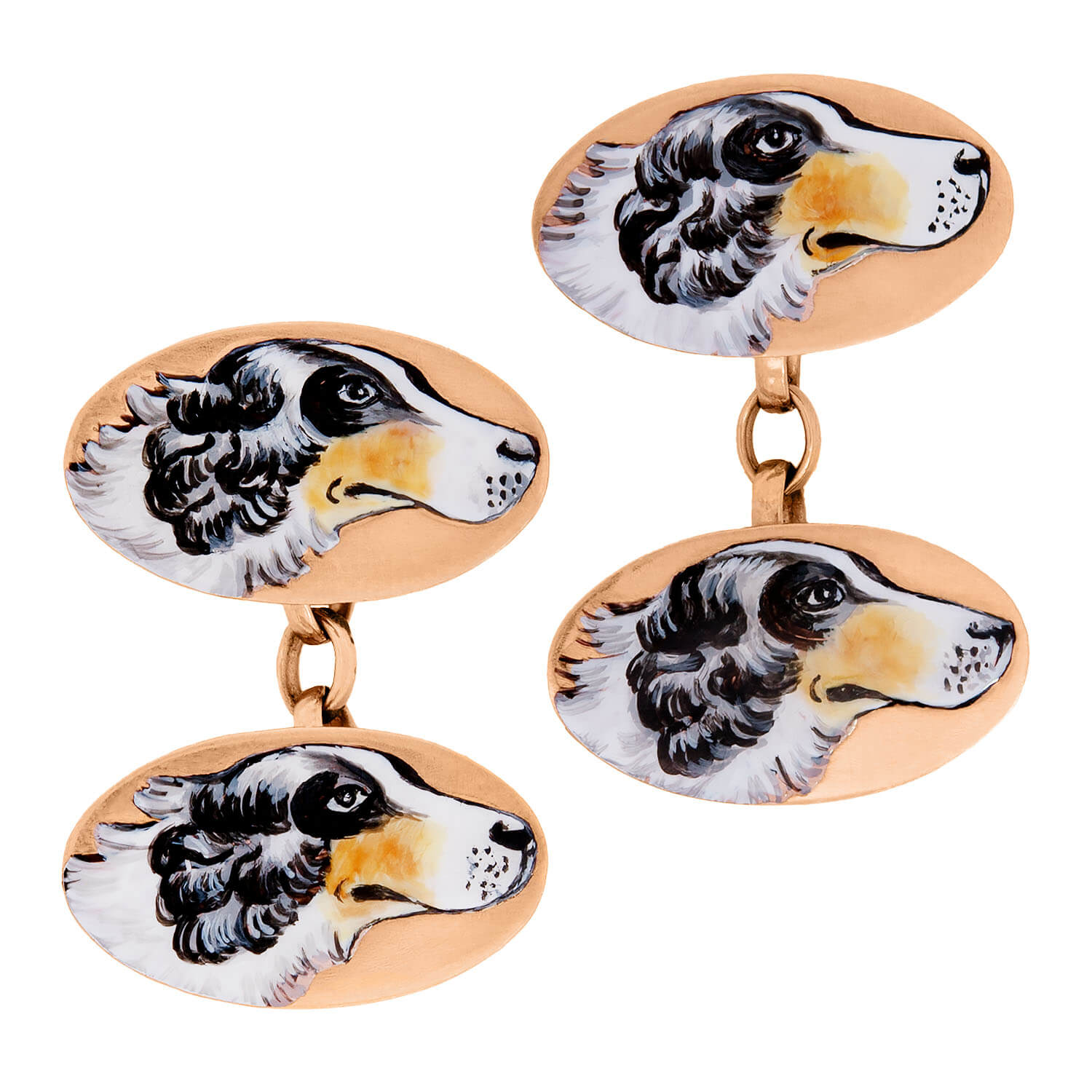 Victorian 9k Enamel Dog Cufflinks