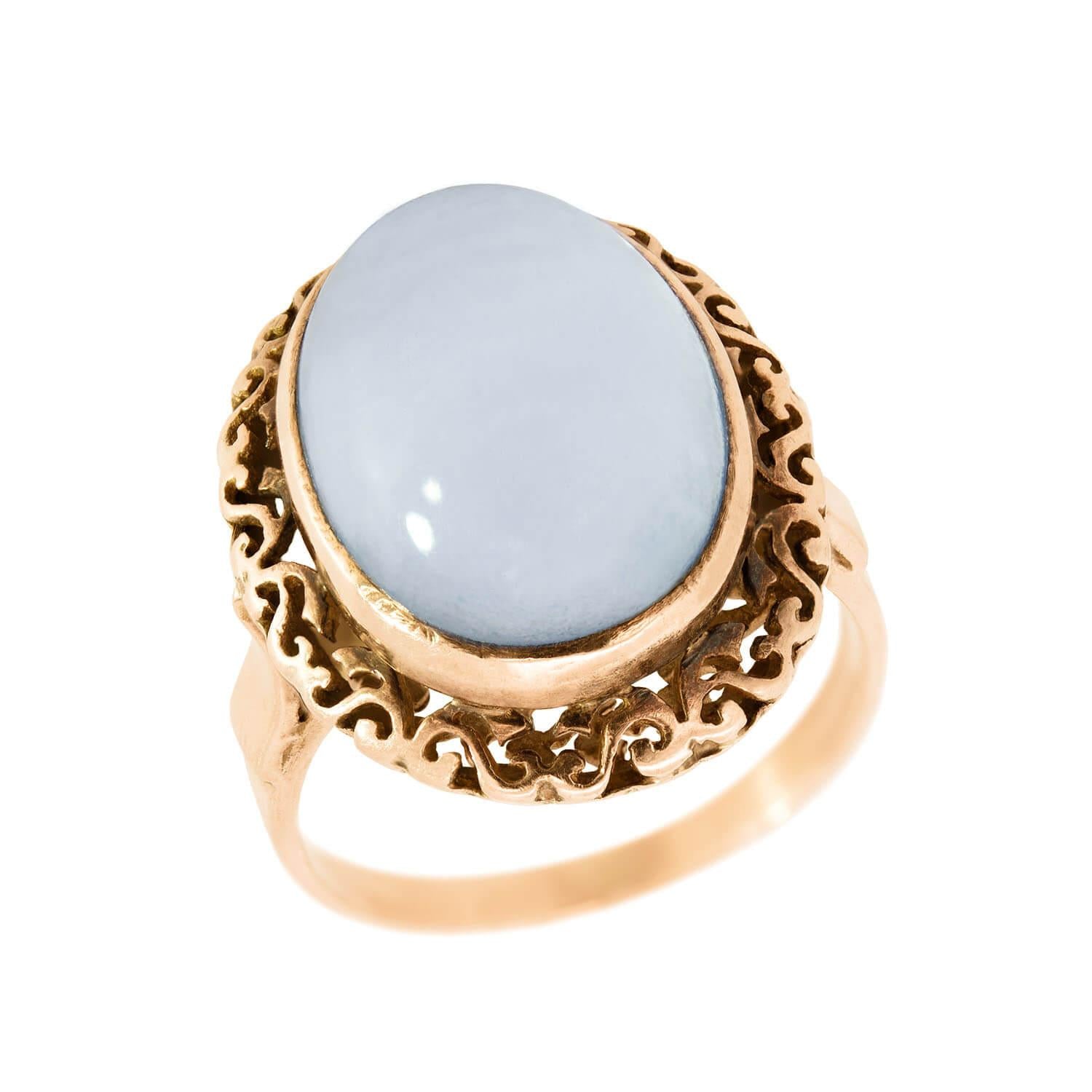 Art Deco 14k Moonstone Statement Ring