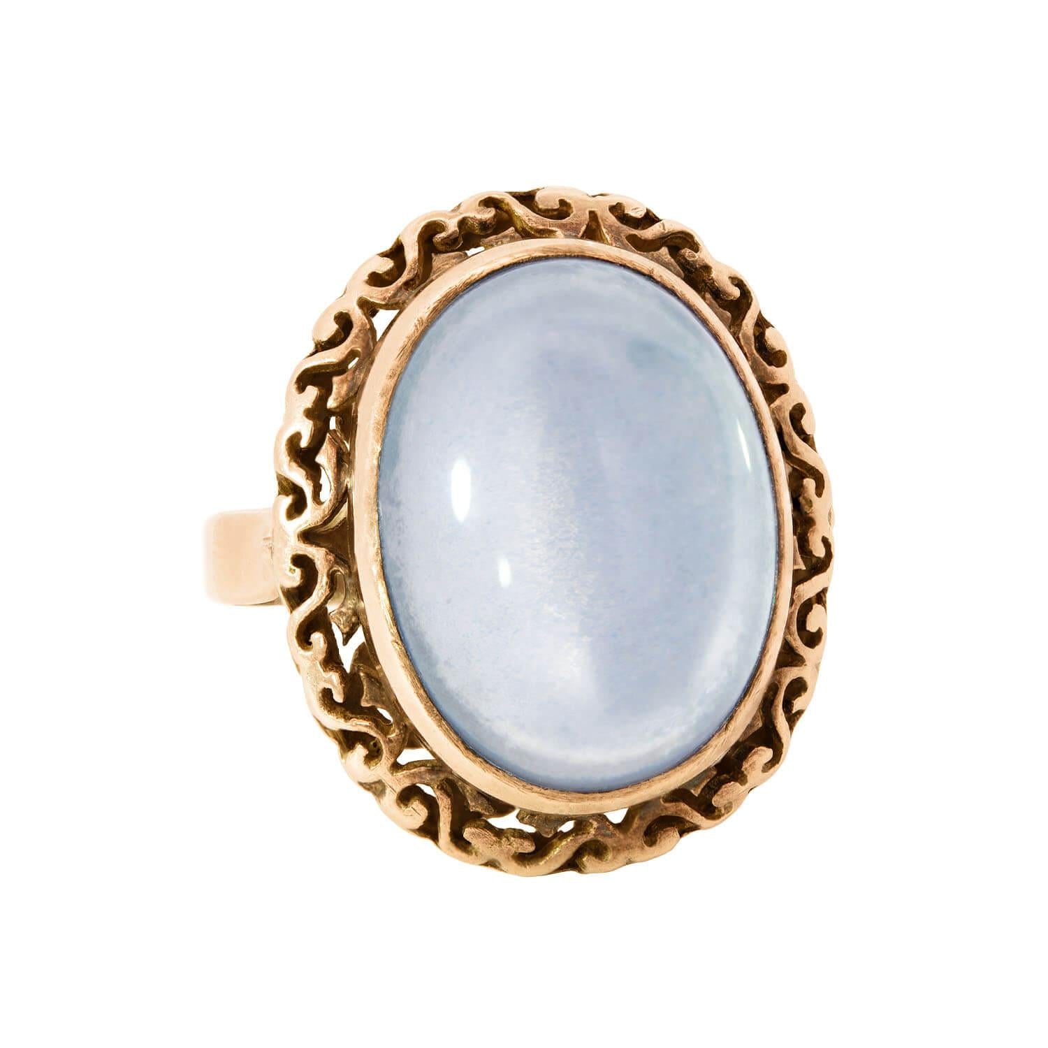 Art Deco 14k Moonstone Statement Ring