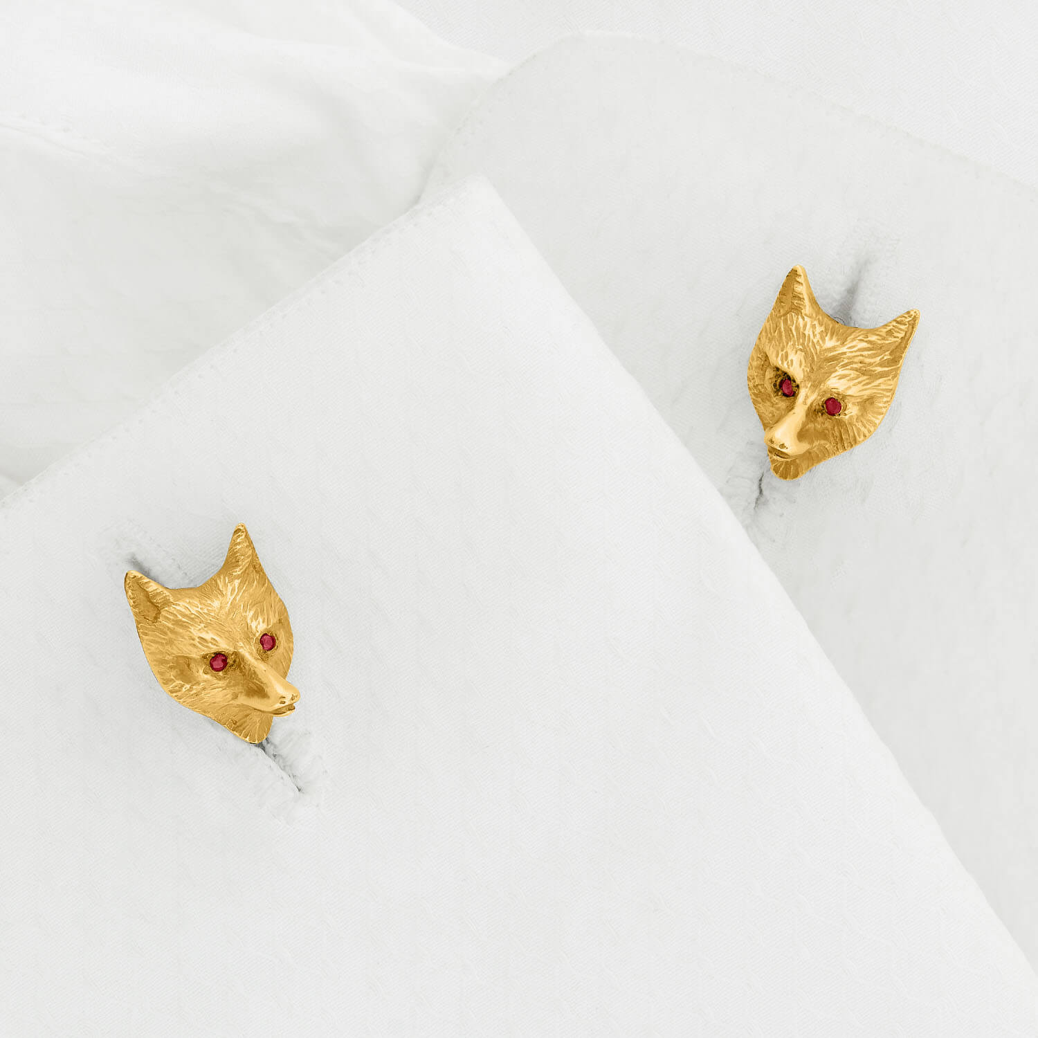 Vintage 14k Gold and Ruby Fox Cufflinks