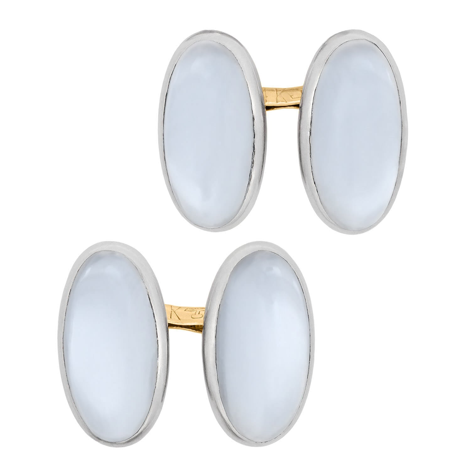 LARTER AND SONS Edwardian 14k/Platinum Topped Moonstone Cufflinks