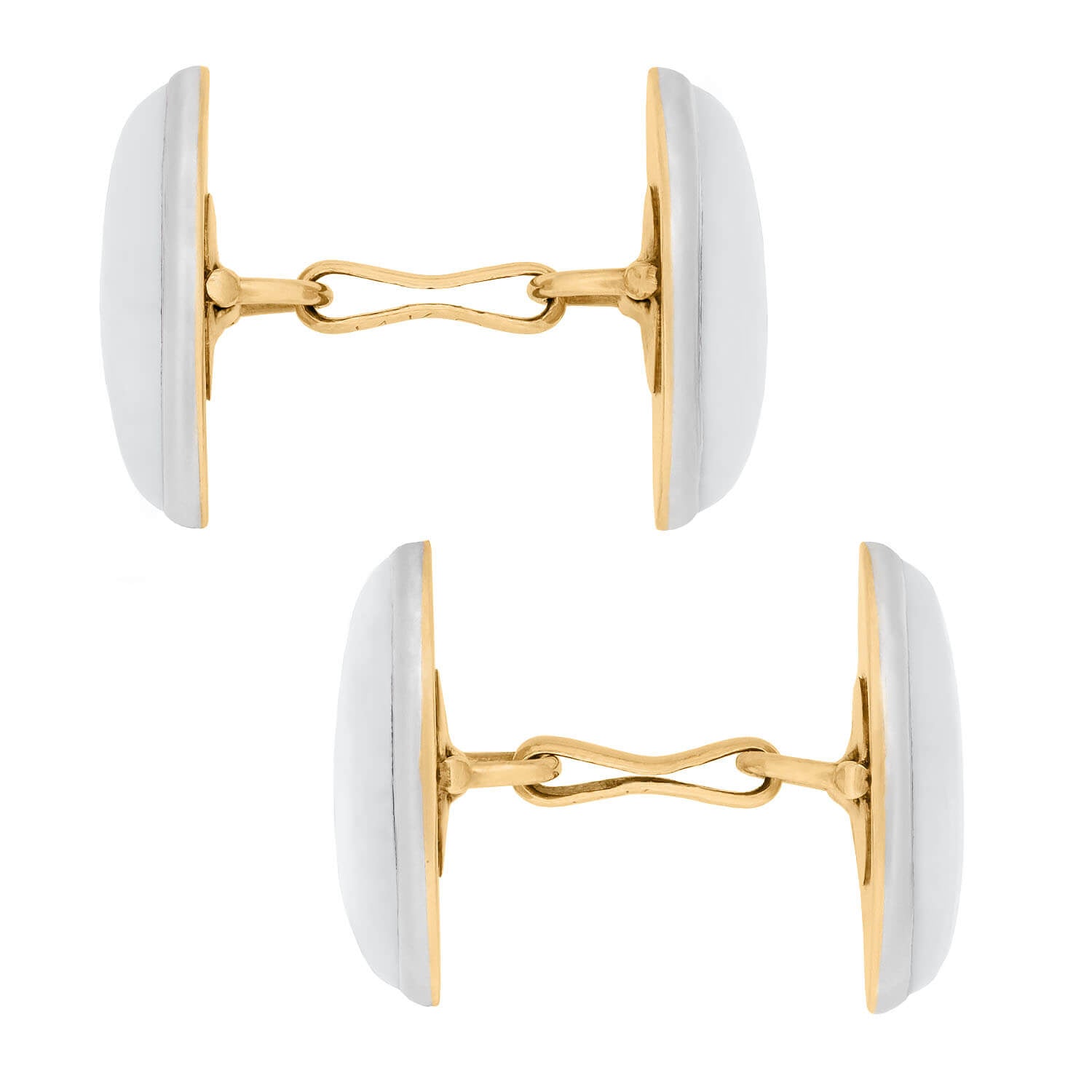 LARTER AND SONS Edwardian 14k/Platinum Topped Moonstone Cufflinks