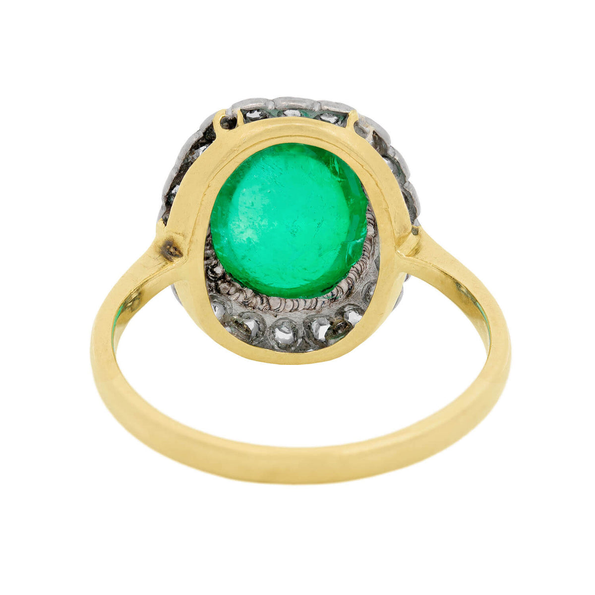Victorian 18k/Sterling Silver GIA Colombian Emerald Engagement Ring