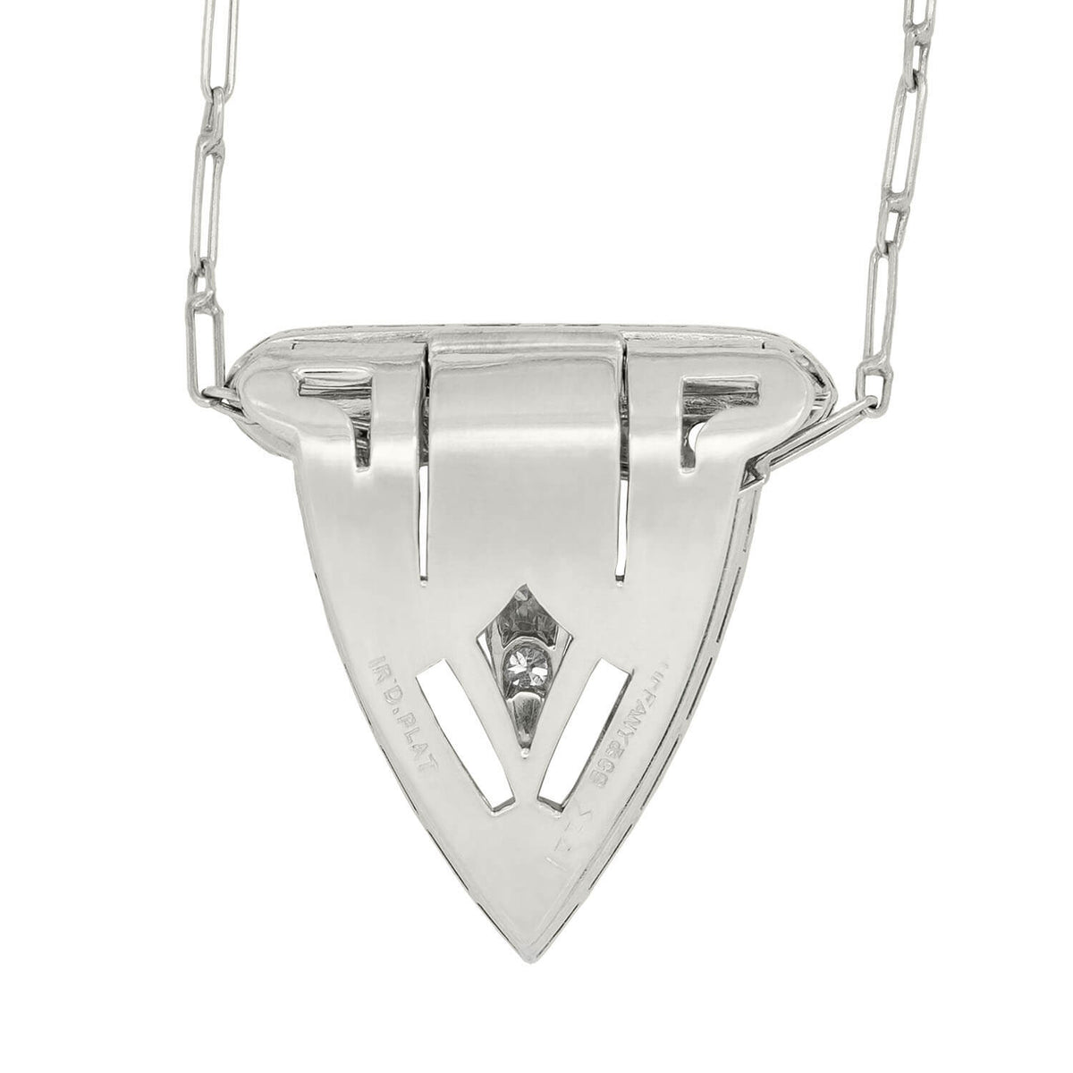 TIFFANY & CO. Art Deco Platinum Diamond Fur Clip Necklace 1 ctw