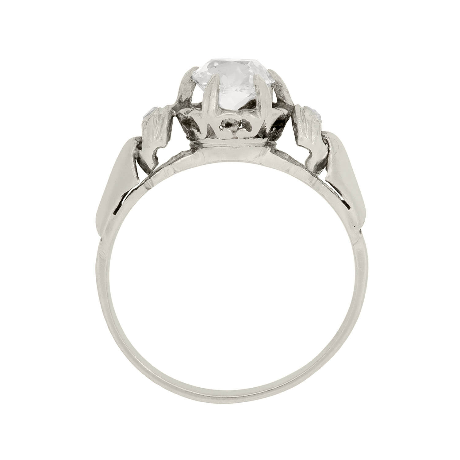 Edwardian Platinum Cushion Cut Engagement Ring .98ct