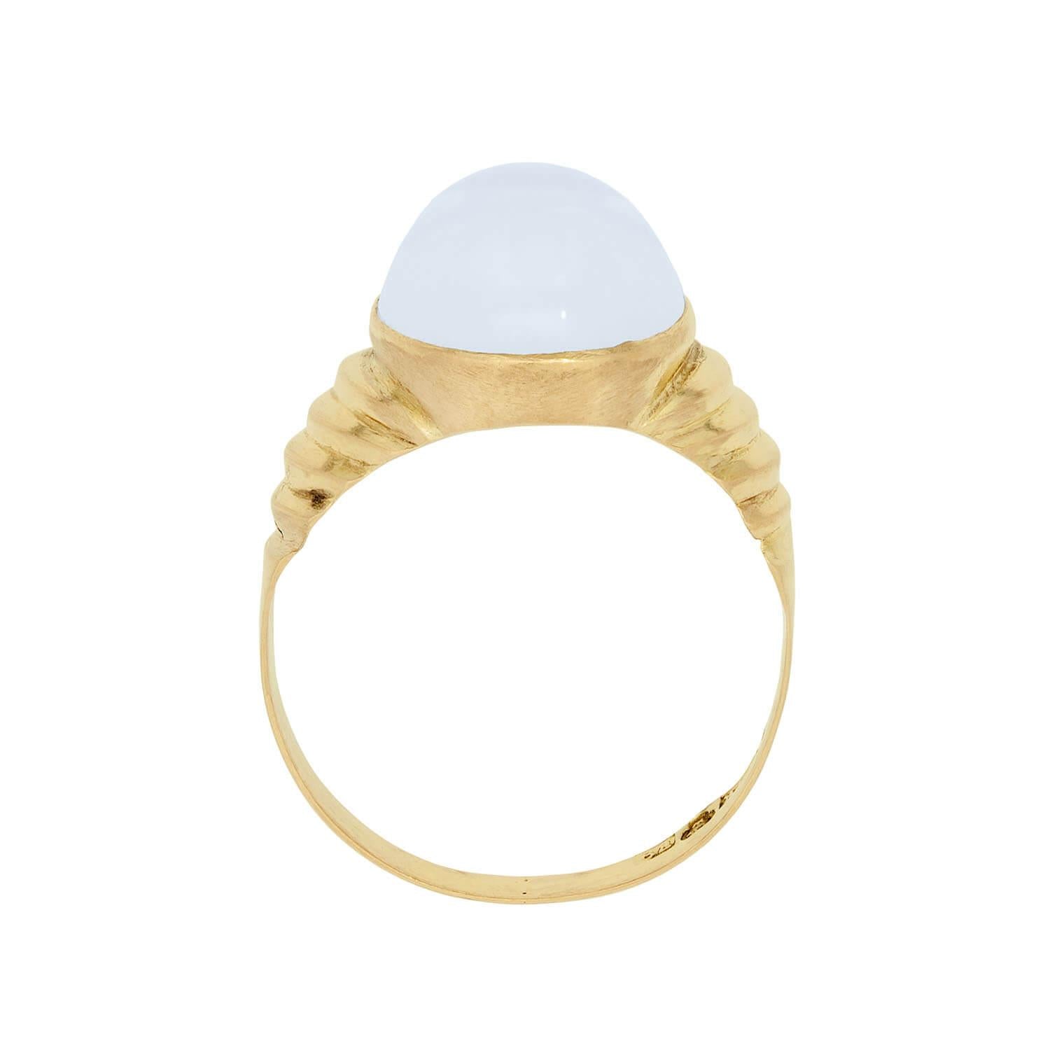 Retro Swedish 18k Moonstone Statement Ring