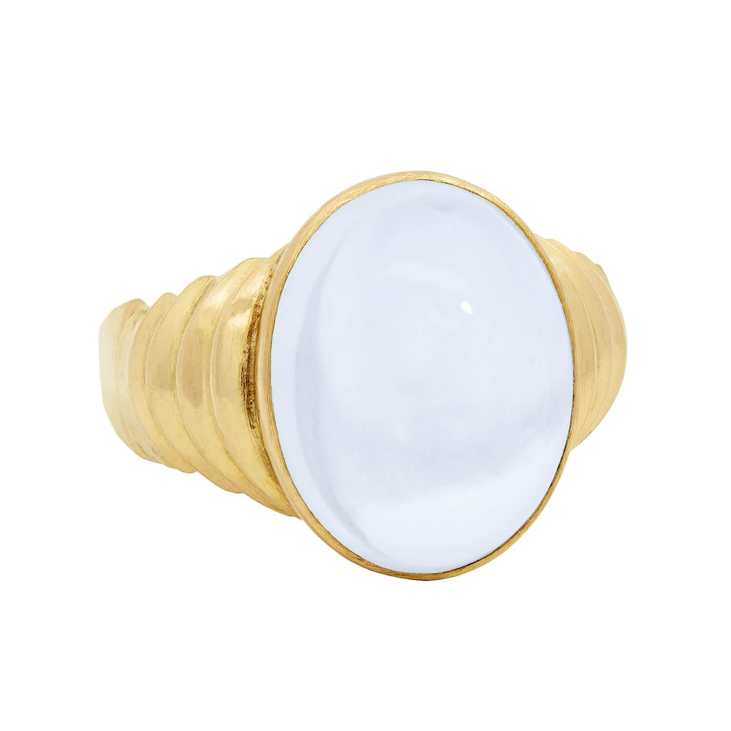 Retro Swedish 18k Moonstone Statement Ring