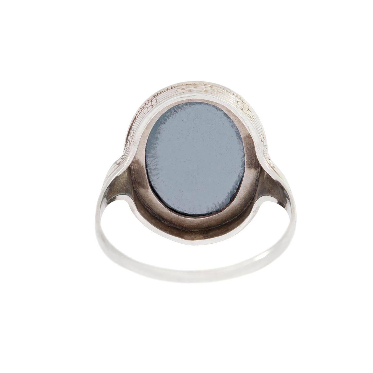 Art Deco 14k Hematite Cabochon Ring