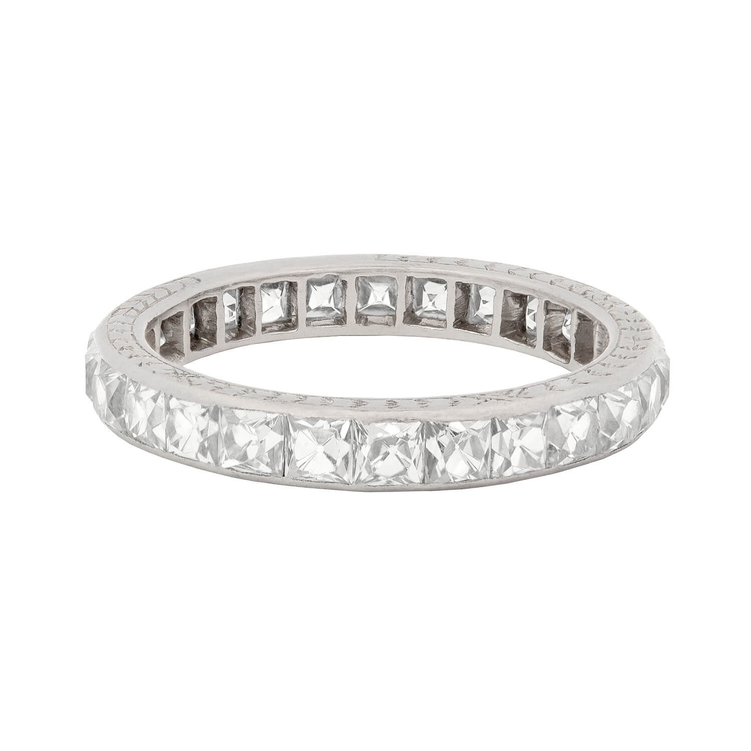 Edwardian Platinum French Cut Diamond Eternity Band 5.00ctw