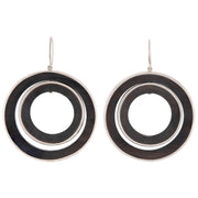 Vintage Sterling Silver & Wood Double Hoop Earrings