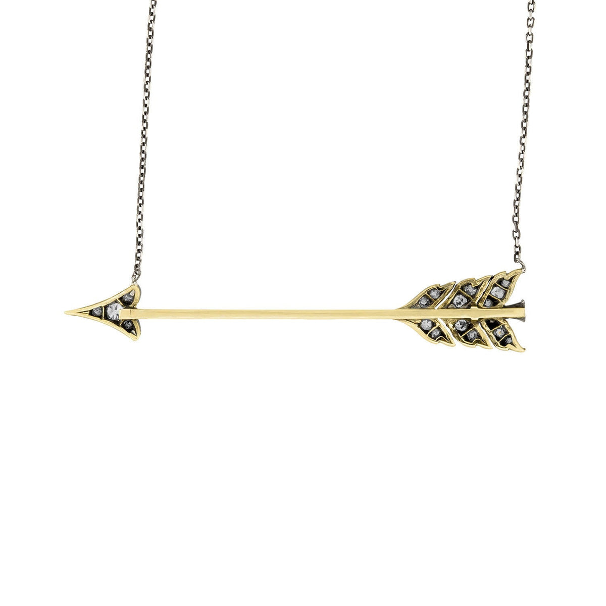 Victorian Sterling Silver/14k Diamond Arrow Necklace
