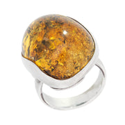 Vintage Polish Sterling Silver Baltic Amber Ring