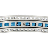 Art Deco Sterling Silver Faux "Sapphire and Diamond" Bangle