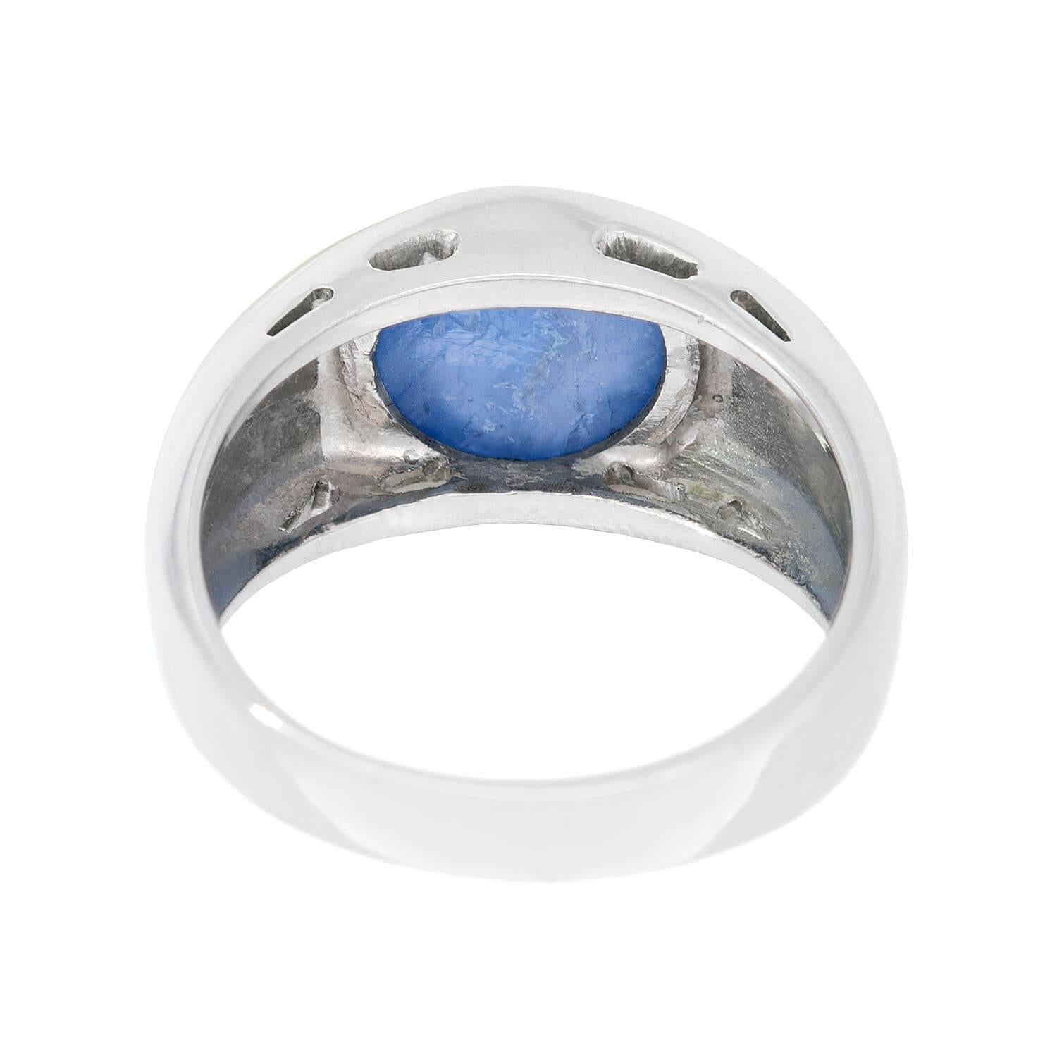 Edwardian Platinum Star Sapphire Flush Mount Ring